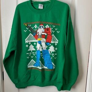 Gildan Green Robot Graphic Crewneck Sweater